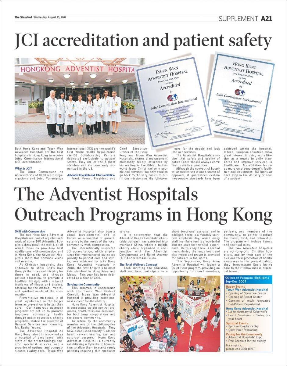 The Standard - JCI Accreditation and Patient Safety